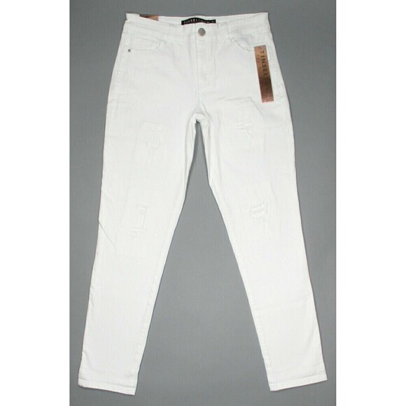 Tinseltown Skinny Boyfriend Size 1 Juniors White Rip Repair Distressed 26x30 New - Picture 1 of 8